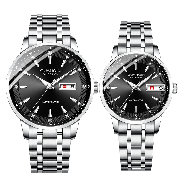 Guanqin tungsten steel watch, couple's fully automatic mechanical watch, men's waterproof fashion, business trend watch