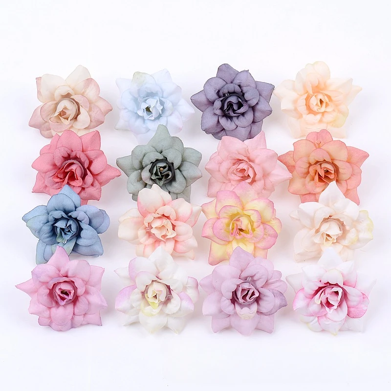 Artificial Flowers Rose Head Silk Fake Flowers For Home Decor Garden Party Wedding Decoration Craft Wreath Accessories
