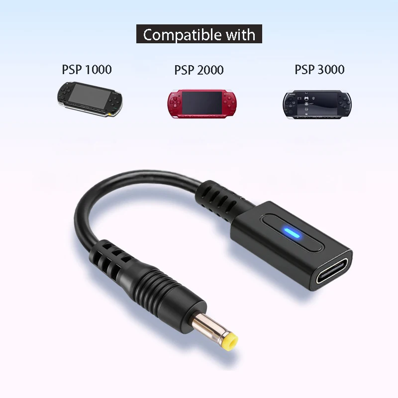 PSP1000 2000 3000용 PD 충전기 어댑터 USB C 플러그 변환기 PSP1000 2000 3000 충전 어댑터용 전원 공급 케이블