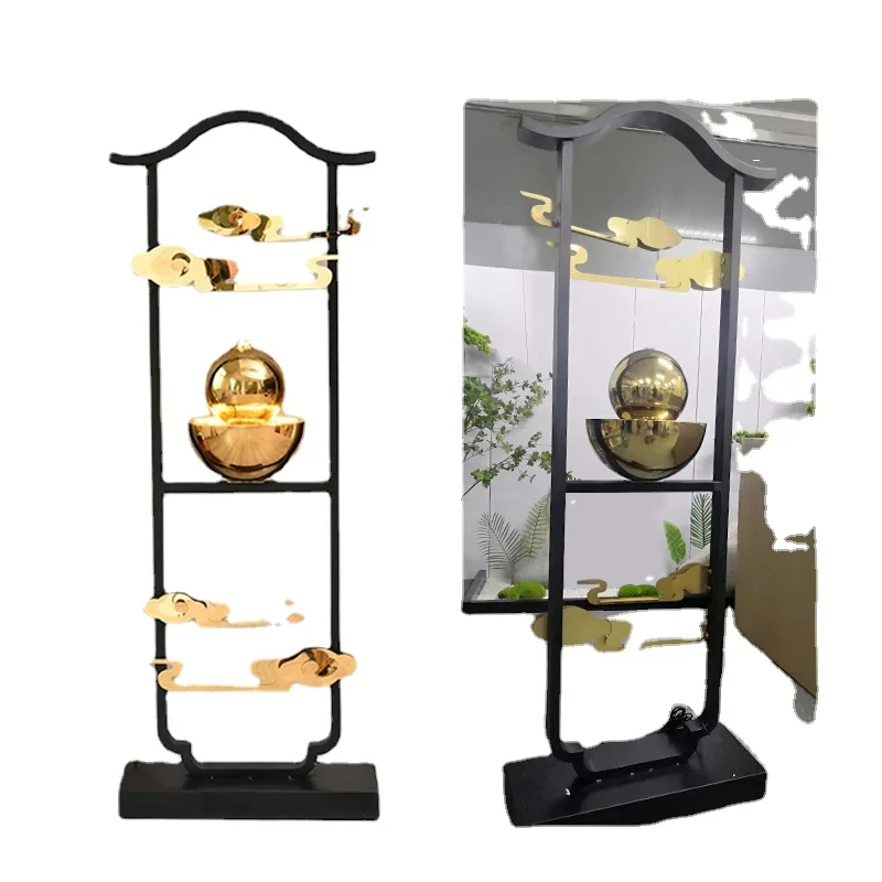 

YY Light Luxury Flowing Water Ornaments Opening Office Leader Golden High-End Fountain