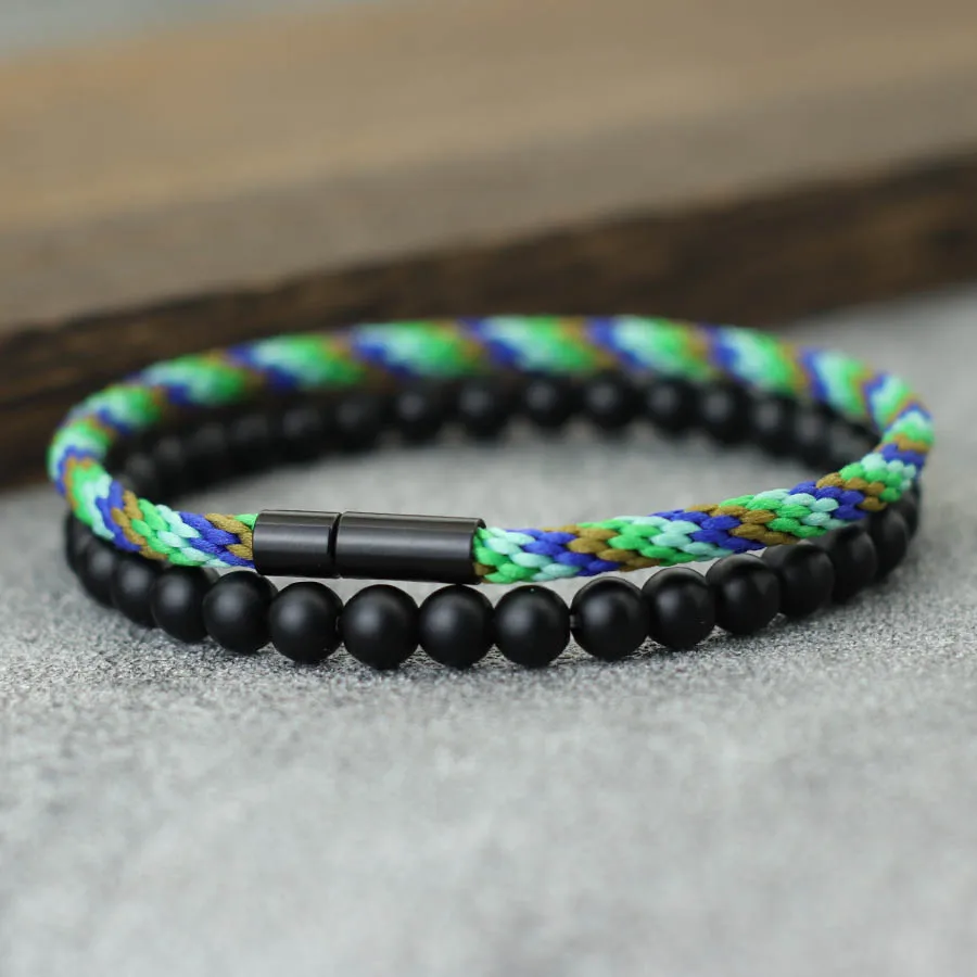 Men Ethnic Rope Bracelet Set 3mm