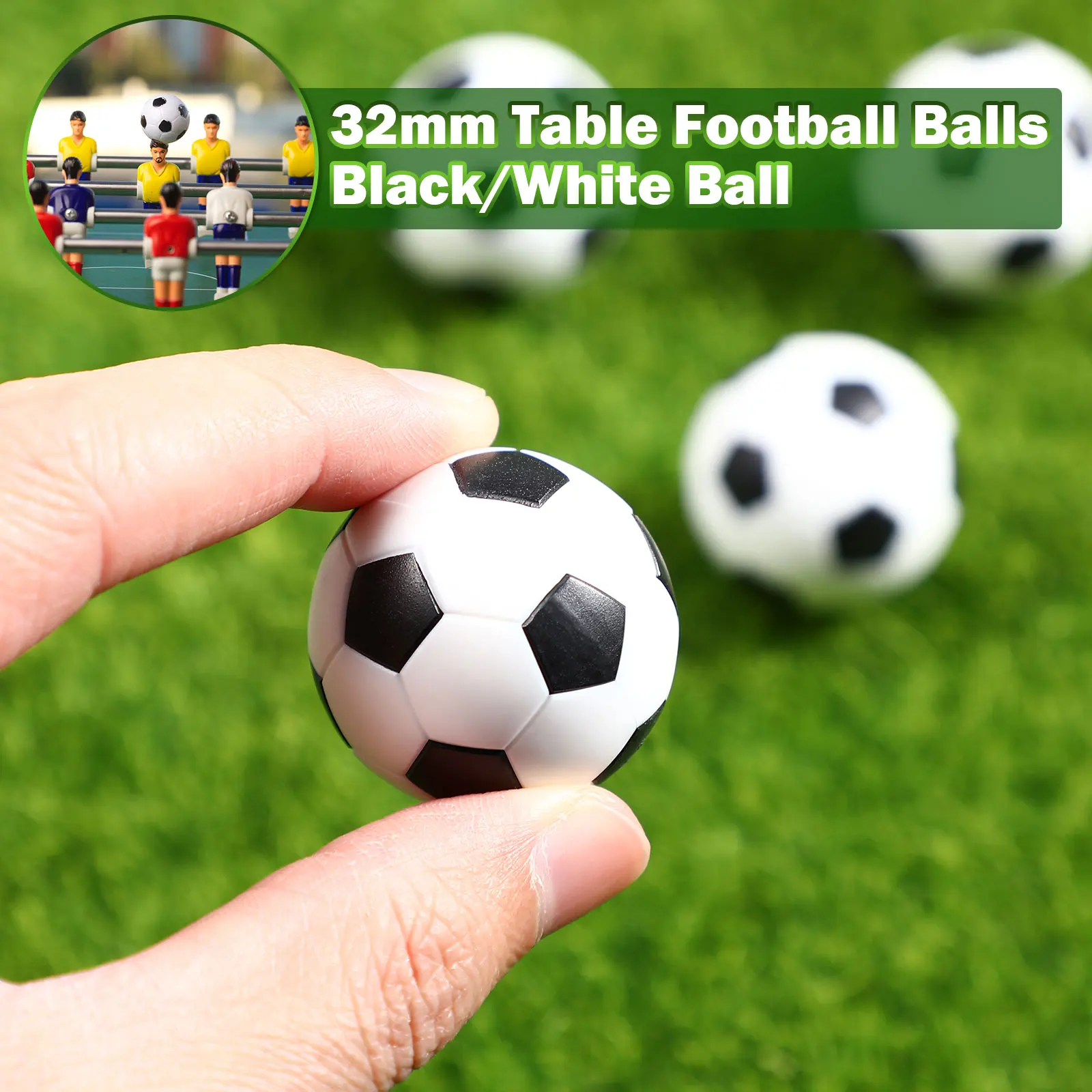 6pcs32mmTableSoccerFootballsReplacementsMiniBlackandWhite