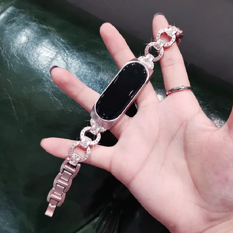 Bracelet De Rechange En Diamant Pour Xiaomi Mi Band 6 5 4, En Métal, En Acier  Inoxydable - Smart Accessoires - AliExpress