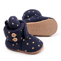 RUEWEY 0 to 18 Months Newborn Baby Boy Girl Winter Boots Star Print Warm Cute Flats Casual Walking Shoes for Toddler Infant 3