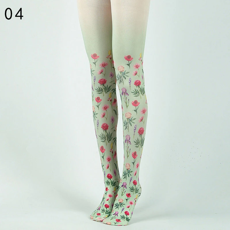 Japanische Art Blumen gedruckt Tattoo Strumpfhosen y2k Frauen stilvolle Samt Strümpfe Nachtclub Strumpfhosen süße Lolita Tattoo Strumpfhosen – Detail 16
