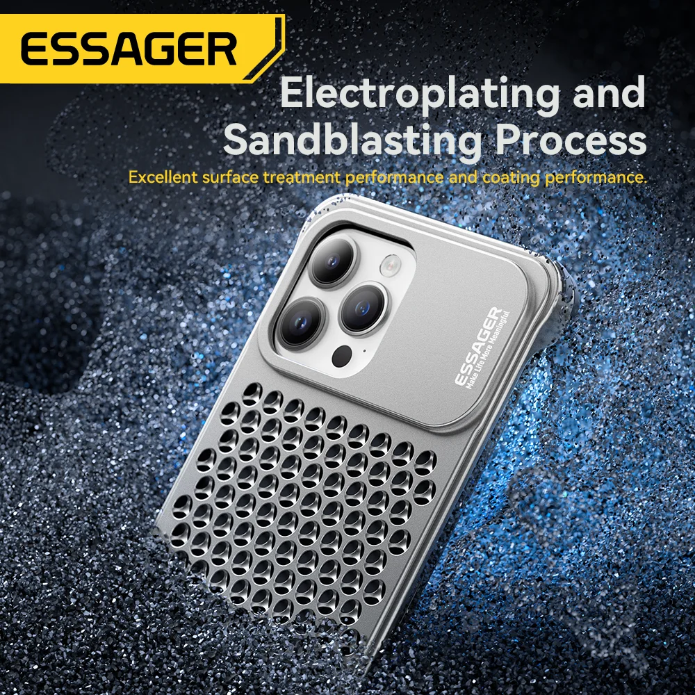 Essager Aluminum Alloy Phone Case Hollow Heat Dissipation Anti-fall Shockproof Cover For 13 13Pro 13Pro Max 14 14Pro 14Pro Max