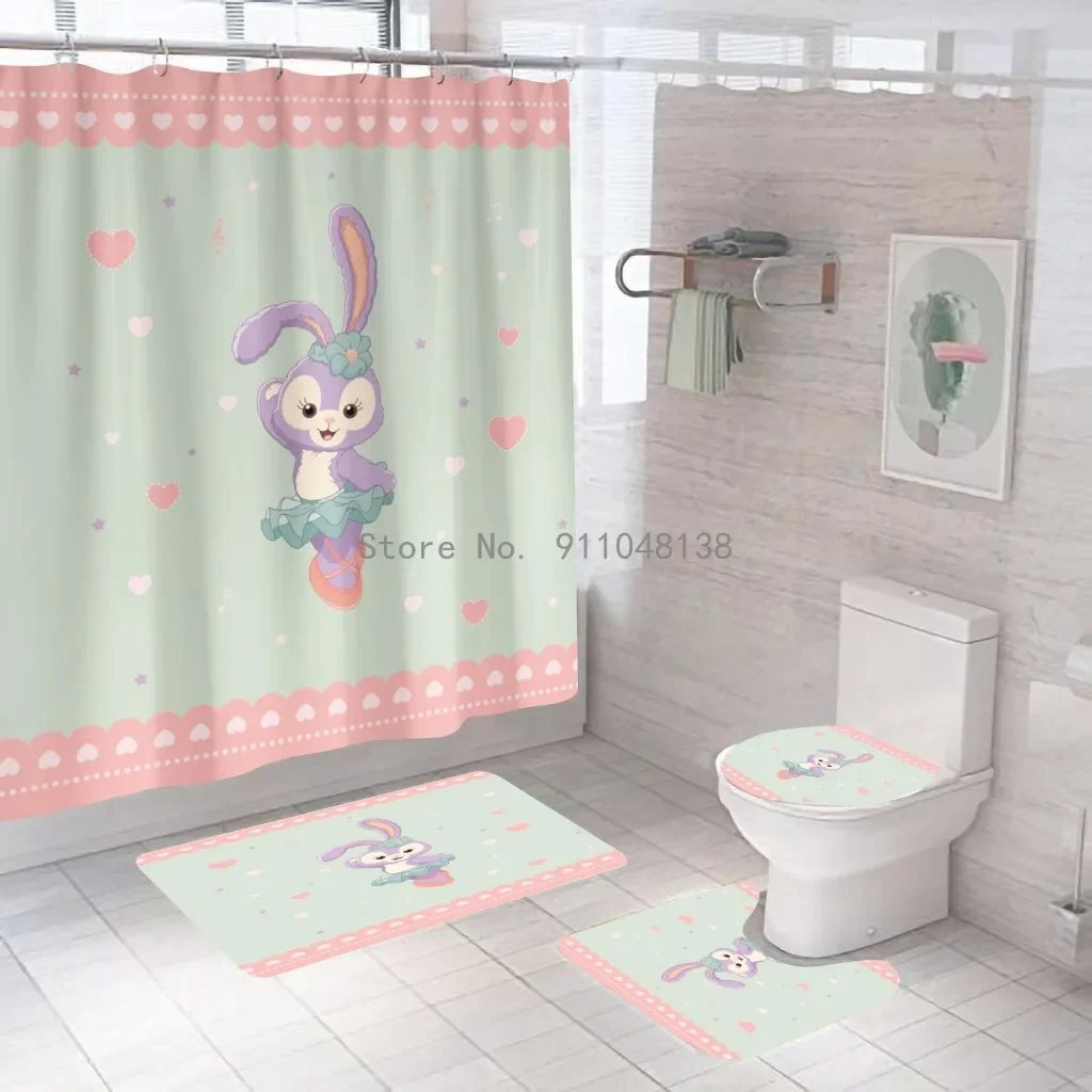 Disney Lovely StellaLou Waterproof Bathroom Shower Curtain in the Bathroom with Hook Set Soft Bath Mat Toilet Carpet Rugs