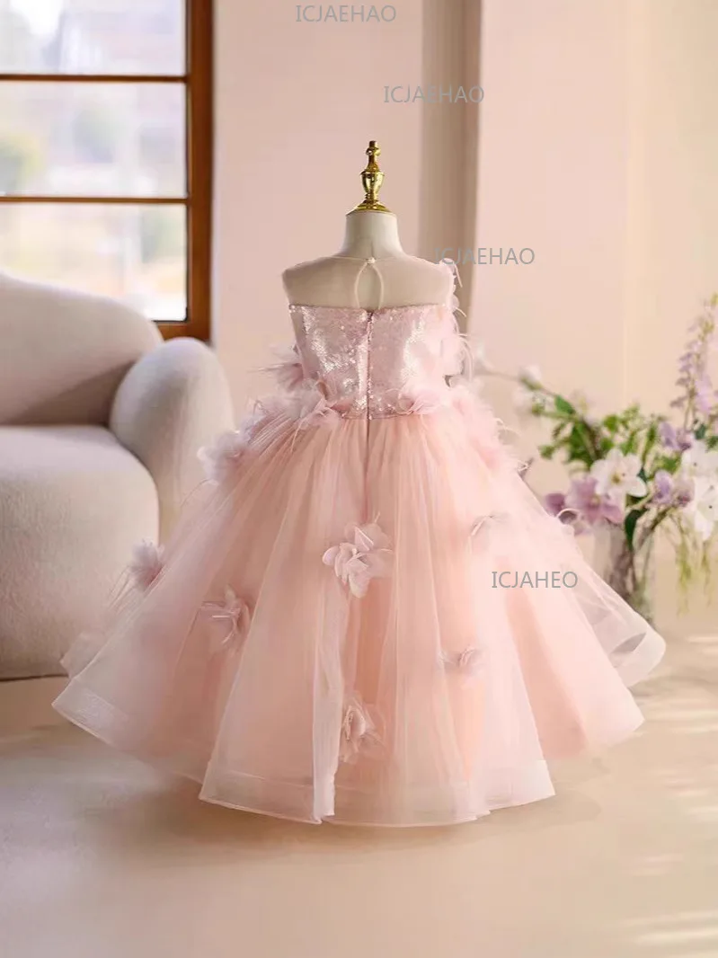 Girls Dress Summer Fashion Girls Princess Wedding Dresses Vestido Piano Performance Costume Teenager New Kids Clothes 1-14 Years - 5