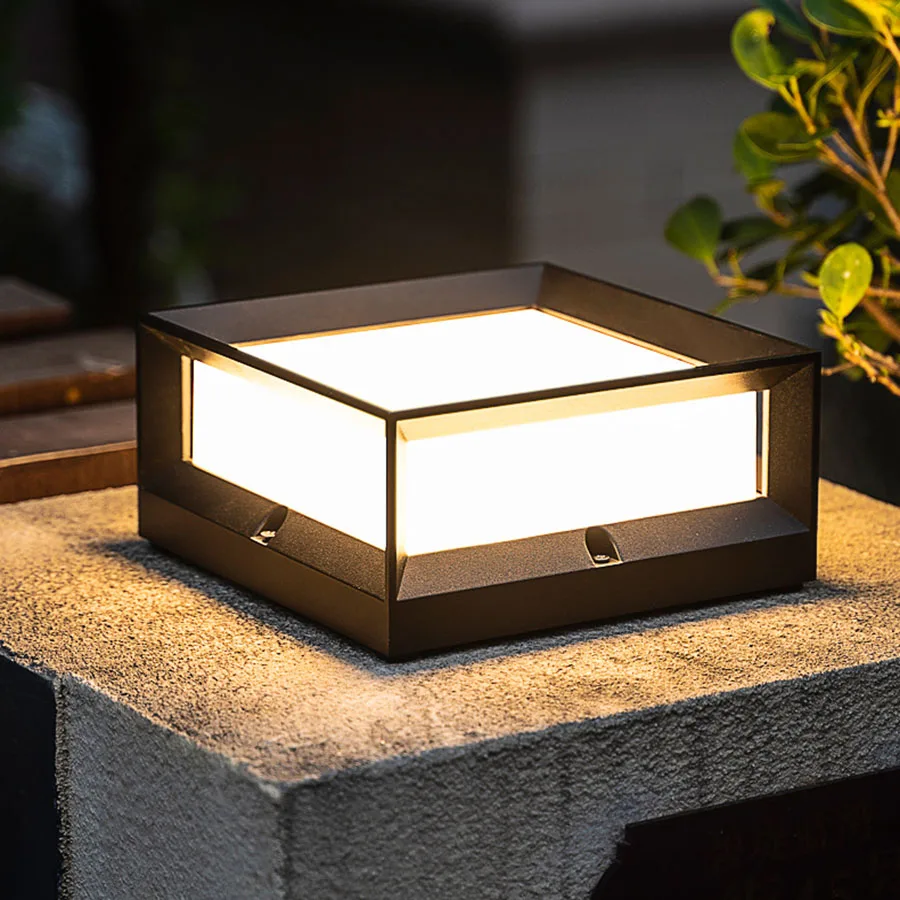 

Modern 220V/Solar Post Light Garden Patio Porch Decor Lawn Lamp Column Head Light Villa Hotel Courtyard Landscape Pillar Light