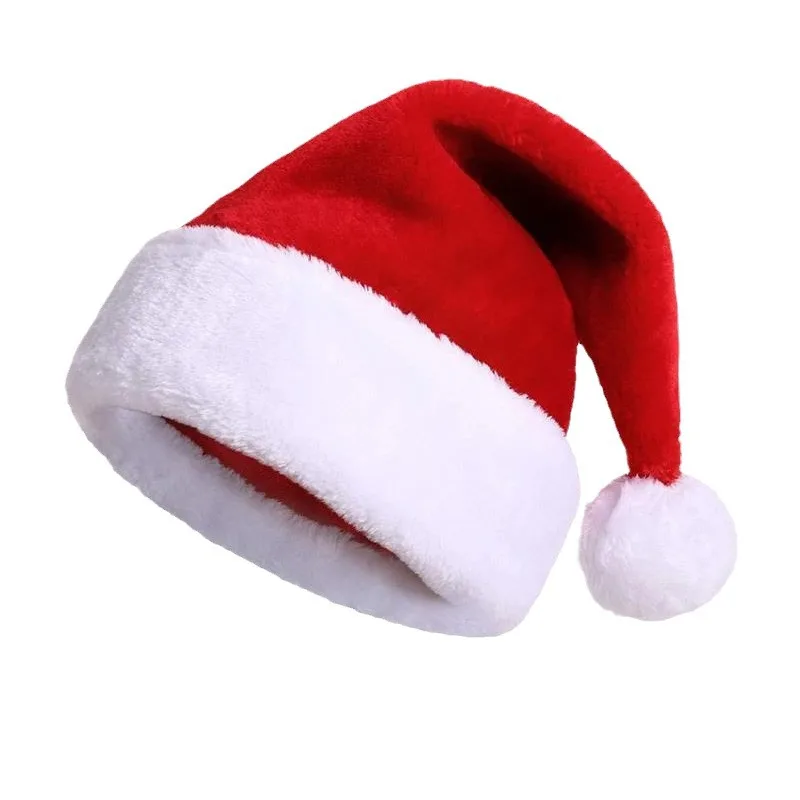 Christmas Hats New Year Thick Plush Hat Pompom Adults Kids Whole Family Festive Red White Xmas Santa Claus Gifts Warm Winter Cap