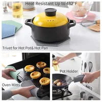 Silicone Pot Holders and Trivet mats Heat Resistant to 440°F to protect your table and countertop Non-Slip Kitchen Hot Pads 3