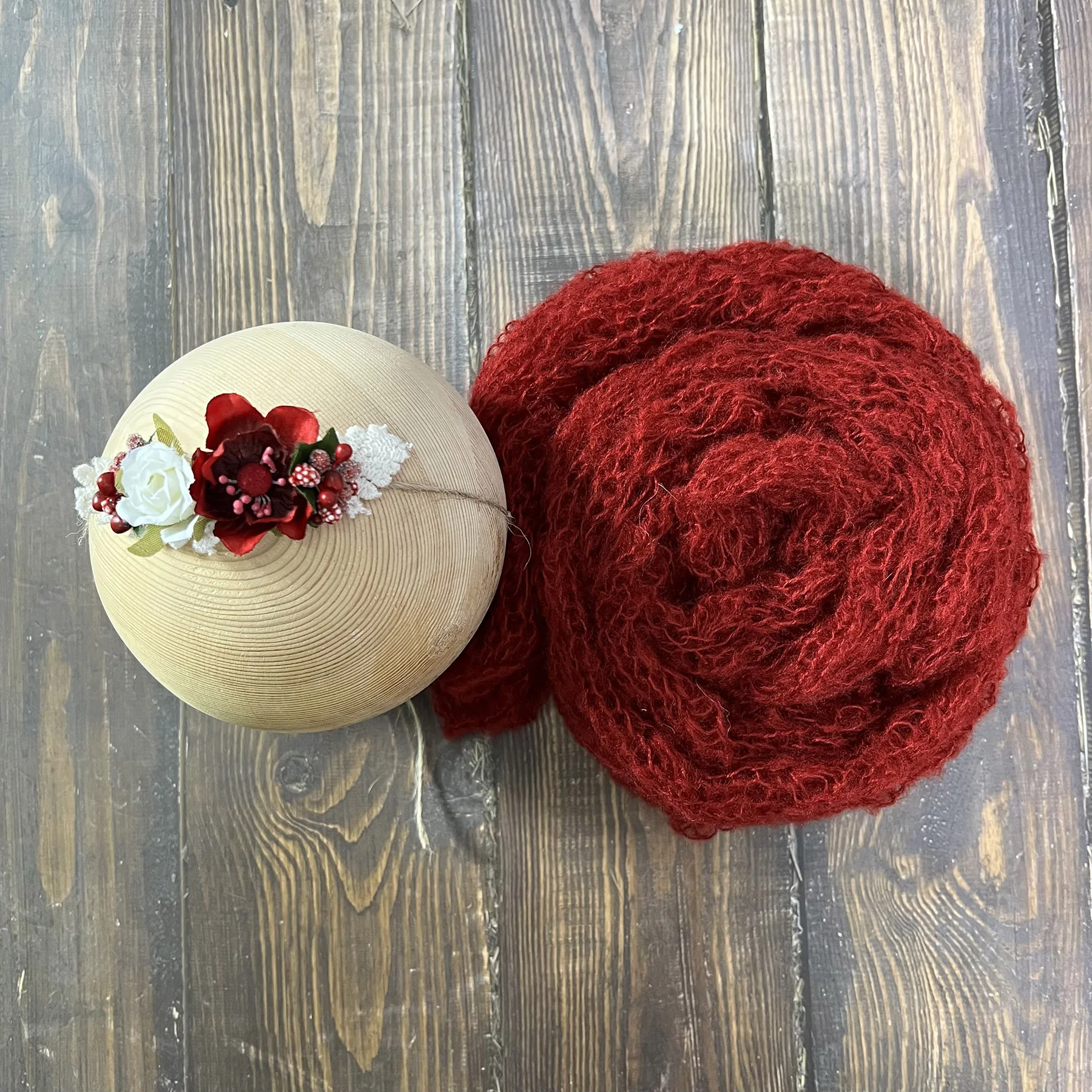 Don&Judy 4PCS/Lot Newborn Photography Christmas Props Soft Knit Mohair Red Green Wrap with Headwear Photo Shooting Accessories