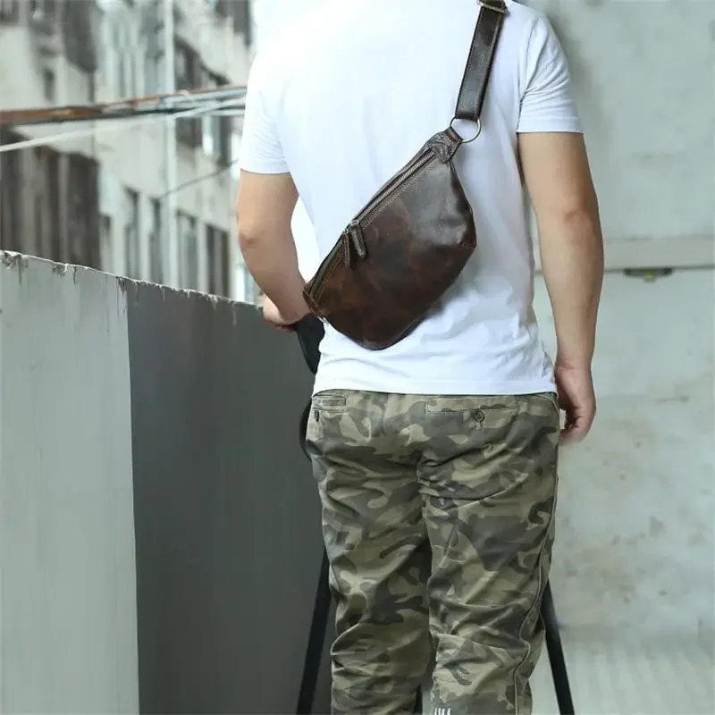 Leather Waist Bag Summer Outdoor Walking Bag