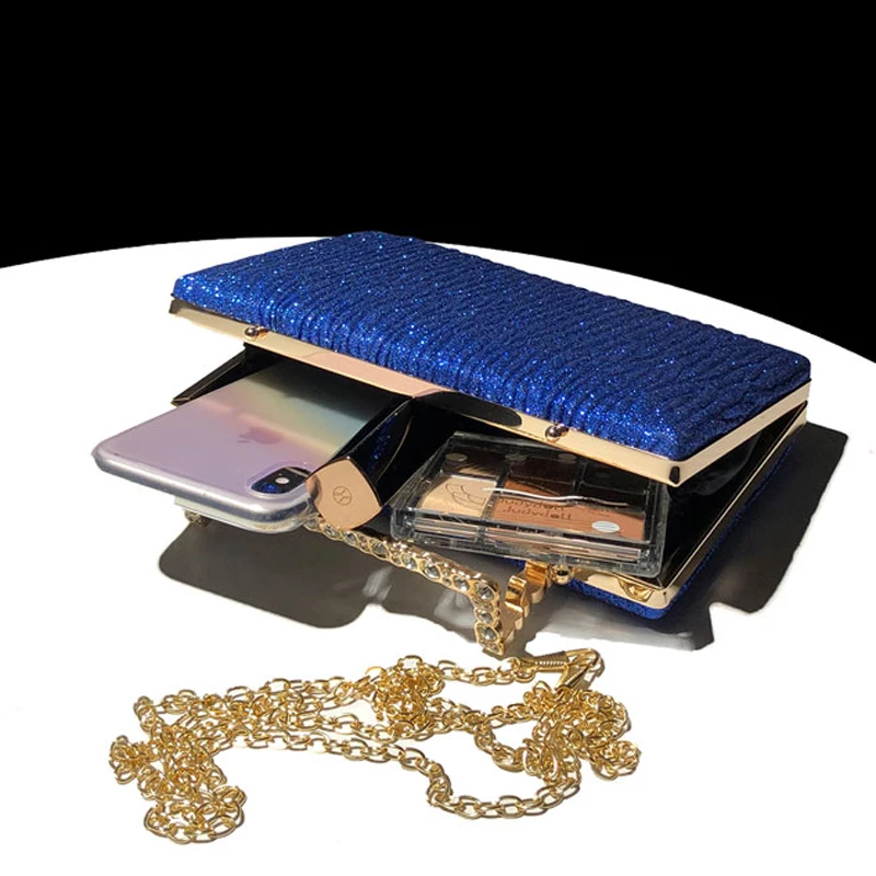Royal Blue Bags Pleated Sling Clutch Evening Bag Female Cross Body Clutch Purses Bride Wedding Tendance Women's Handbag