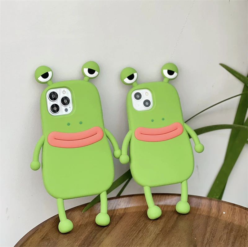 3D Sad Frog Cartoon Soft Silicone Funny Phone Case Cover