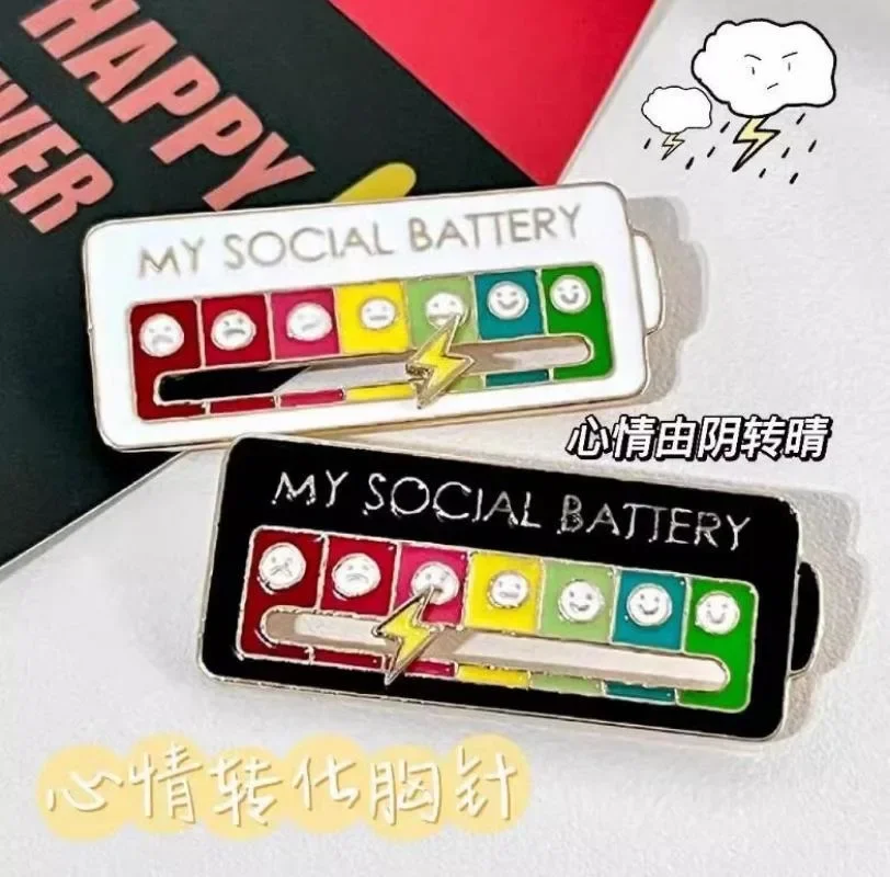 

Social Battery Pin - My Social Battery Creative Lapel Pin, Fun Enamel Emotional Pin 7 Days A Week