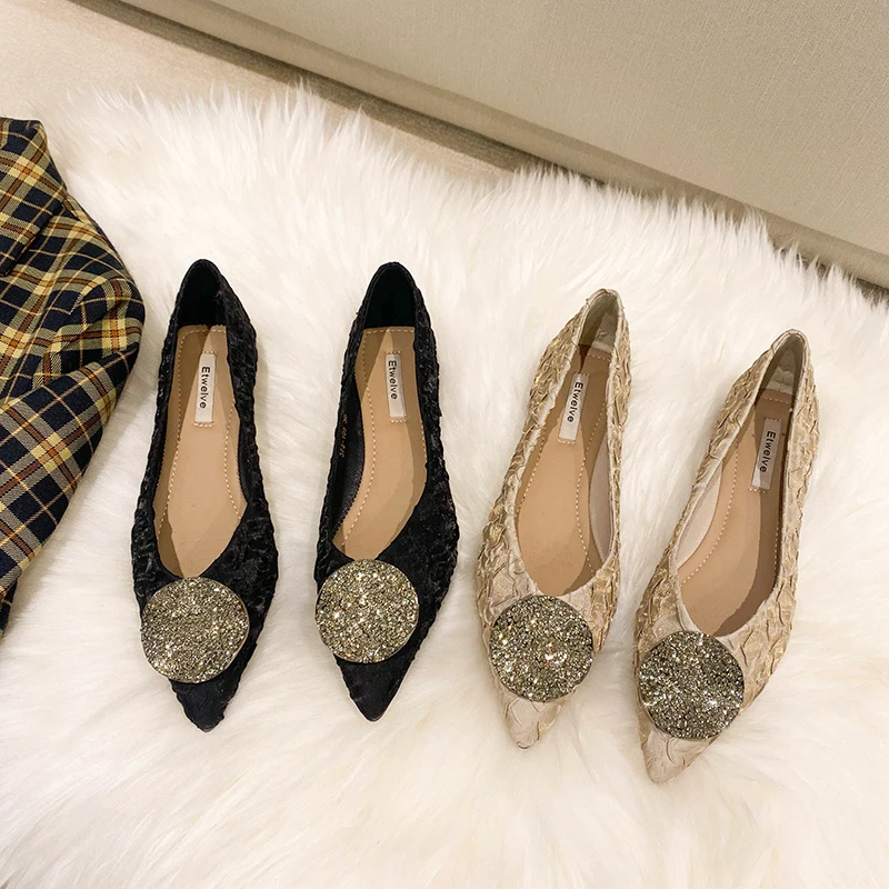 Pointed Flat Shoes Women Black Flats for Women Comfort Zapatos De Mujer Solid Color Simple Fashion Casual Loafers Large Size 45