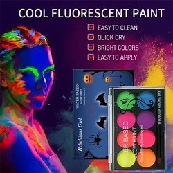 UV Glow in the Dark Body Painting Palette - 8 Vibrant Colors for Art & Festival Makeup (8 colors paint)