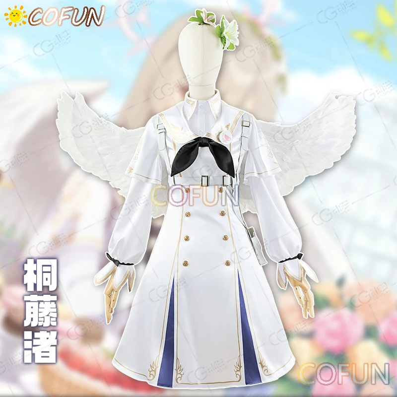 

COFUN Game Blue Archive Kirihuji Nagisa Cosplay Costume Halloween Outfits Women Lolita White Dress