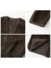 CHIC VEN Women's Jacket Loose Casual Solid Overcoat New Female Plush Coat V-neck Woman Outerwear Autumn Winter 2023 3