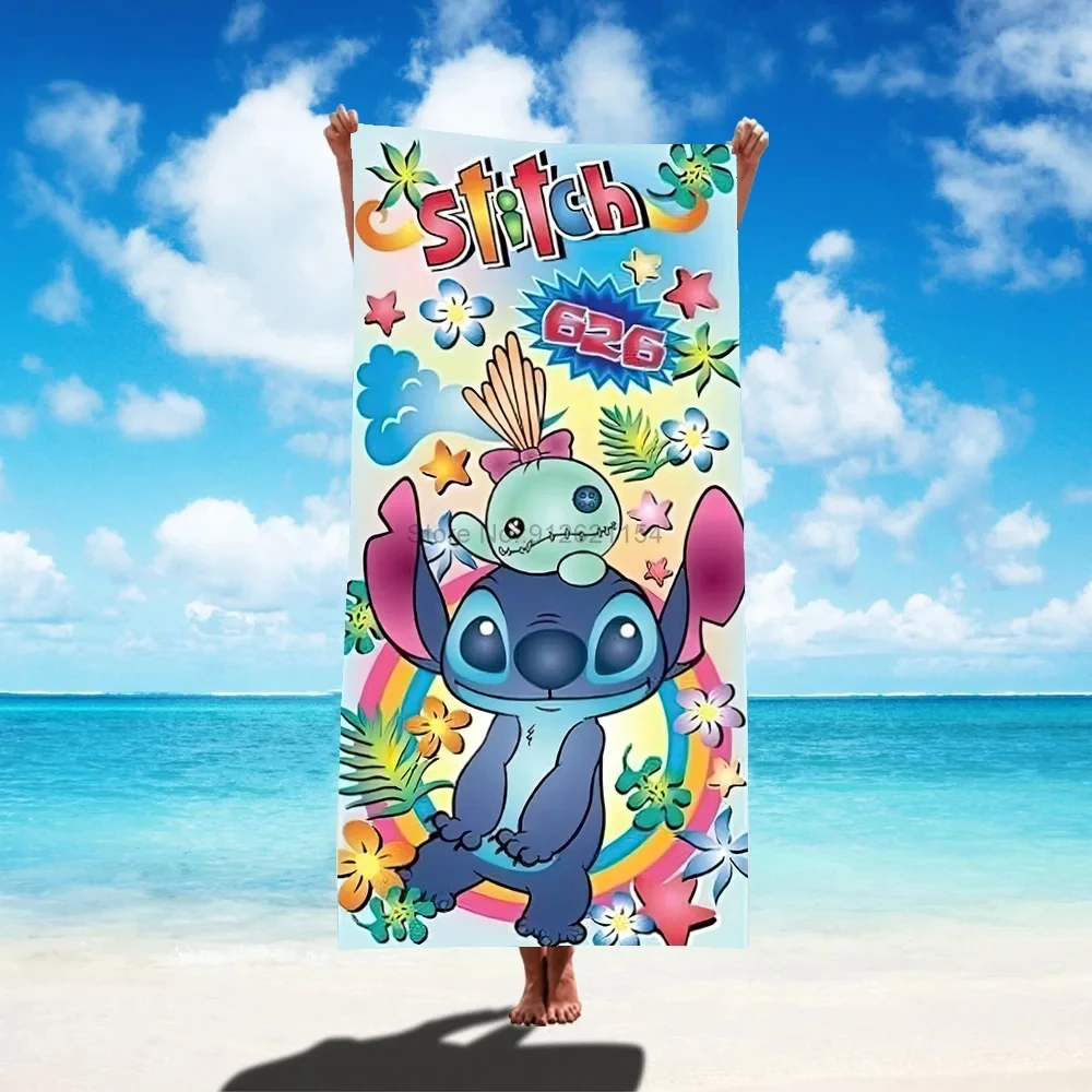Serviette de bain Stitch Cartoon pour enfants, figurines d'anime, CAN o & Stitch, serviette de plage, été, natation, douche, washcaloth, fournitures scolaires, 75x150cm