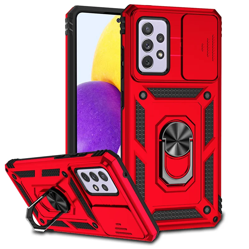 Shockproof Slide Camera Armor Case with Car Magnetic Holder Ring for Smartphone Protection