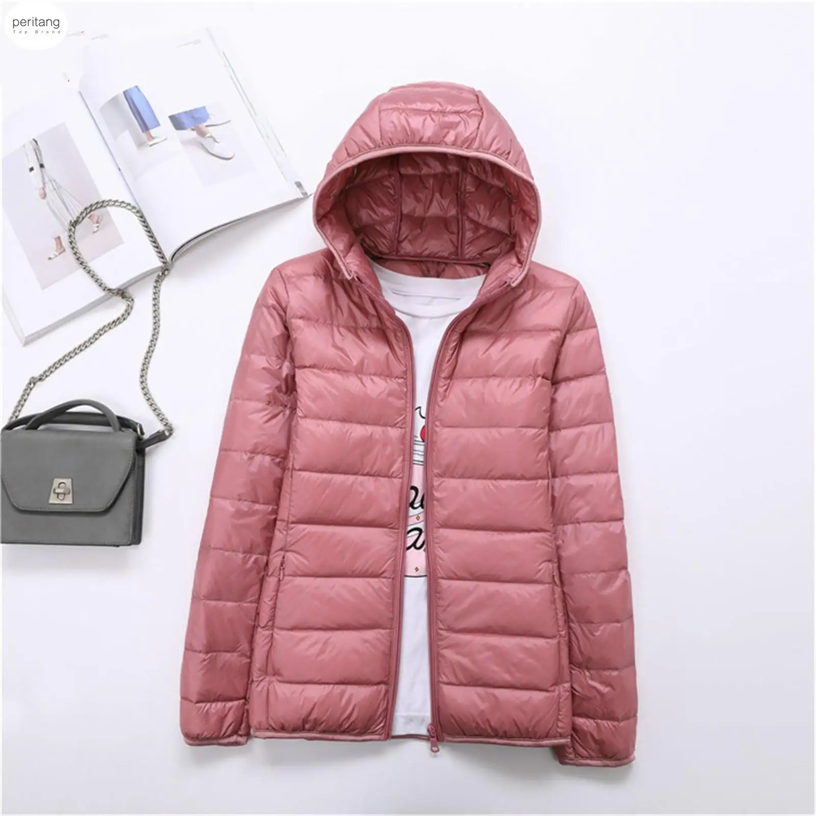 

Winter Jacket Women Ultra Light Down Jacket Women Hooded Coat 90% Duck Down Jacket Packable Thin Feather Short Parka