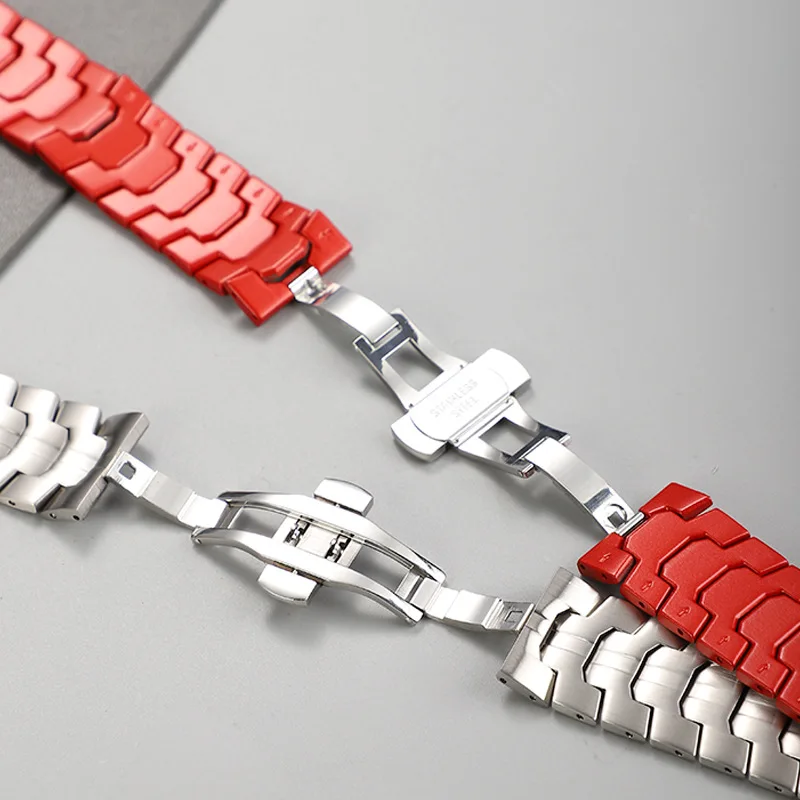 Elegant Stainless Steel Smartwatch Band, 20mm/22mm Adjustable Metal Bracelet