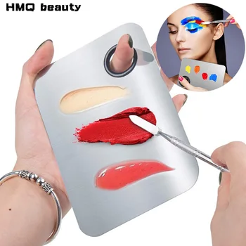 Tavolozza per miscelazione trucco in acciaio inossidabile con spatola per fondotinta per vernici ad acquerello Bastoncini per ombretti Strumento di bellezza cosmetica per trucco