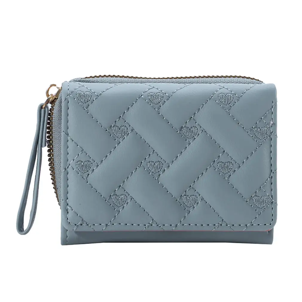 Elegant Embroidered PU Leather Tri-Fold Wallet with Multiple Card Slots and Coin Pocket