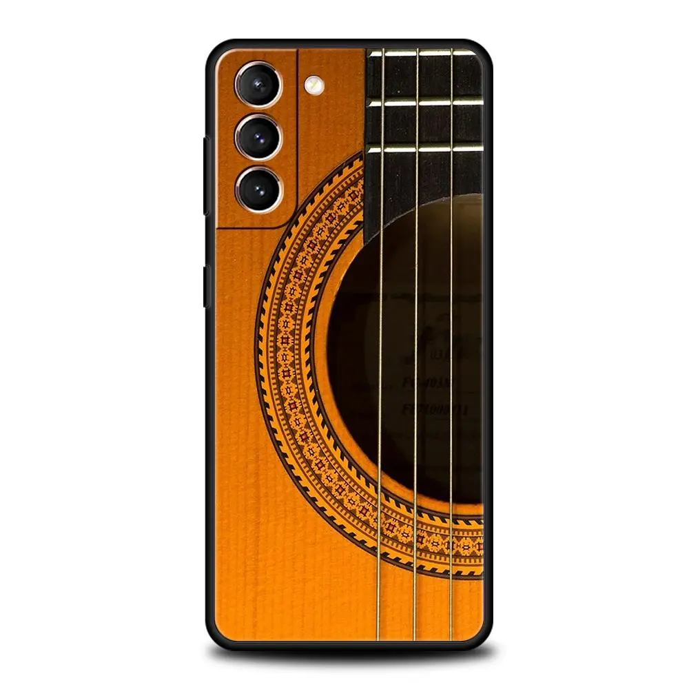 Black Music Instrument Design Phone Case - Guitar & Piano Theme