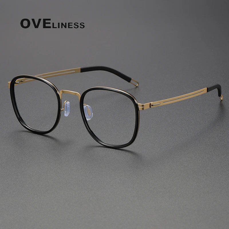 

Luxury Titanium Glasses Frame for Men Square Optical Myopia Prescription Eyeglasses Frame Women 2023 Denmark Screwless Eyewear