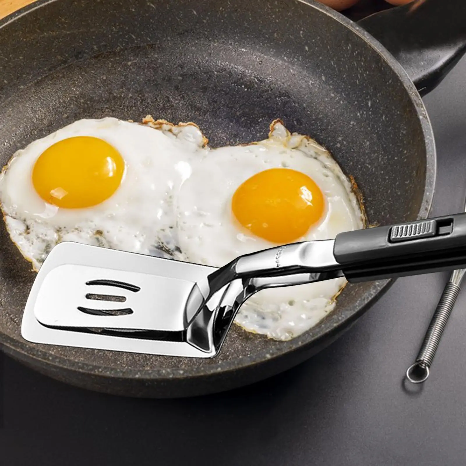 Stainless Steel Spatula Tongs Multipurpose Gripper Bread Clip Fried Steak Clamp for Burgers BBQ Beefsteak Fillets Cooking