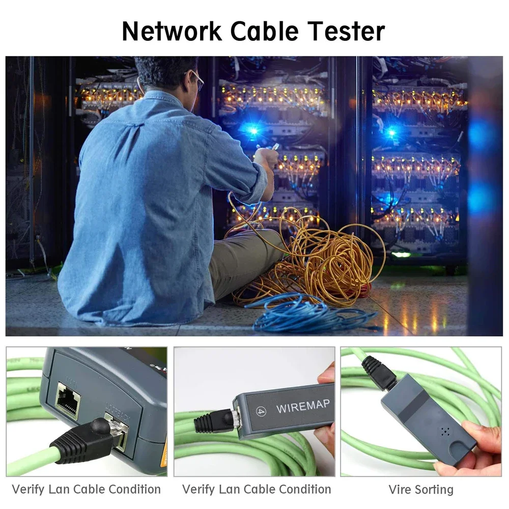 NOYAFA NF-8108M/A Internet Cable Tester Cable Tracker With LCD Display Measure Length Cabl Multifunctional Tester Network Tool 4