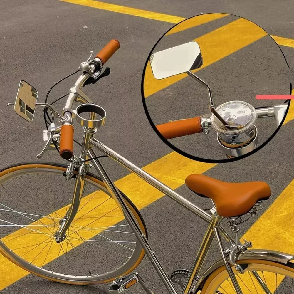 Specchio per Bici D'epoca Specchietto da Bicicletta In Metallo per Manubrio Specchietto Laterale per Bici per Motociclette Elettriche Retrò, Confezione da 2,Square-Silver