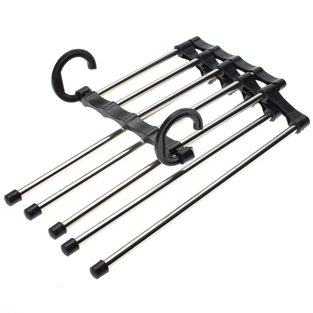 Multi-functional 5 in 1 Trouser Storage Rack Adjustable Pants Tie Storage Shelf Closet Organizer Stainless Steel Clothes Hanger 2