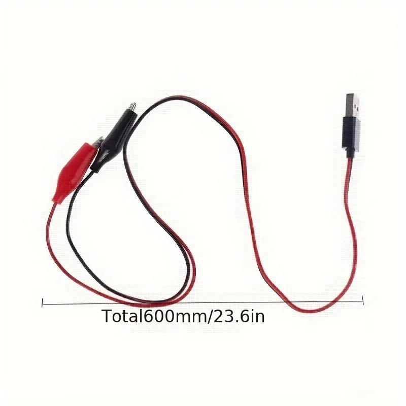 Alligator Test Clips 60cm Cable USB Male Connector Power Supply Adapter Wire Roach Clip Test Jumper Wire Clamp Clamps
