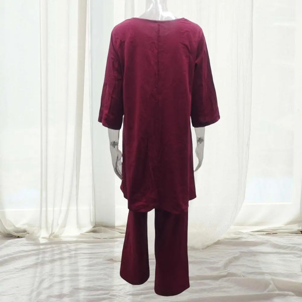 Lady Daily Clothes Stylish Women's Streetwear Trendy 2-piece Set with Split Hem Top Wide Leg Trousers Ripped Edge Details Women