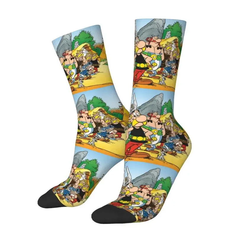 

Anime Asterix And Obelix Men's Crew Socks Unisex Cute 3D Printing Anime Cartoon Getafix Dress Socks