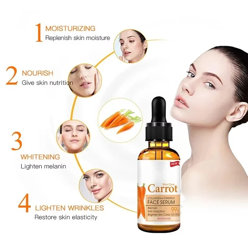 Facial Serum Carrot Serum Skin Repair Retinol Skin Care Firming Anti-Wrinkle Anti-Aging Anti-Acne 30ml