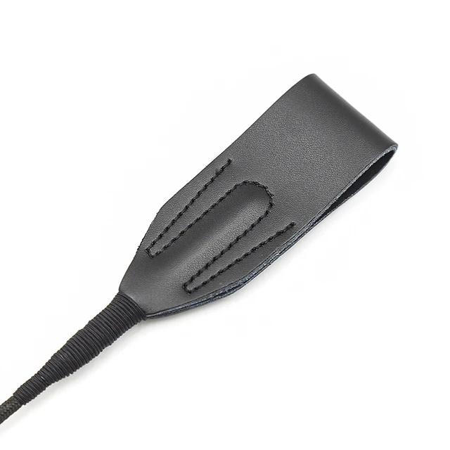 Genuine Leather Long Straight Whip, Riding Crop Flogger, Black Leather Handle Paddle, Slapper Horse Training, 55cm 3