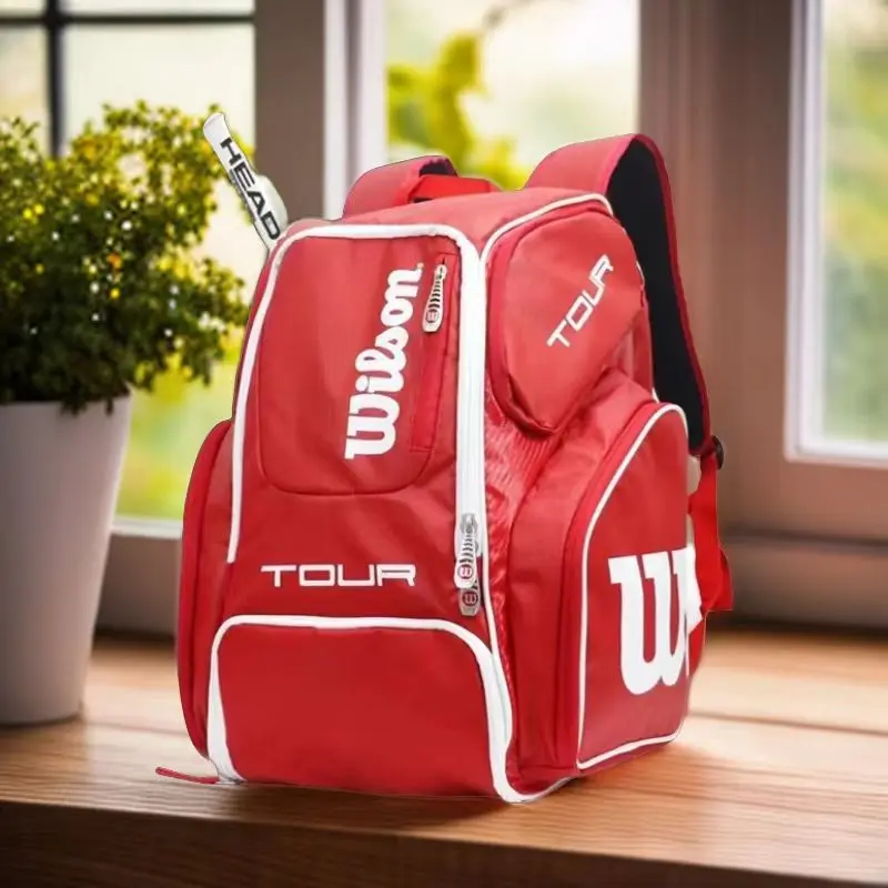 Wilson Tennis Bag Holds 2 Tennis Rackets Tennis Backpack Daily Portable Court Racket Bag Men Women Padel Sports Backpack 6