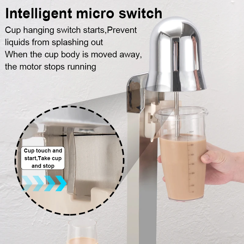 JIQI Milkshake Stirring Machine Electric Milk Foam Shaker Cold/Hot Drink Mixer Blender Stainless Steel Bubble Tea Smoothie Maker 4