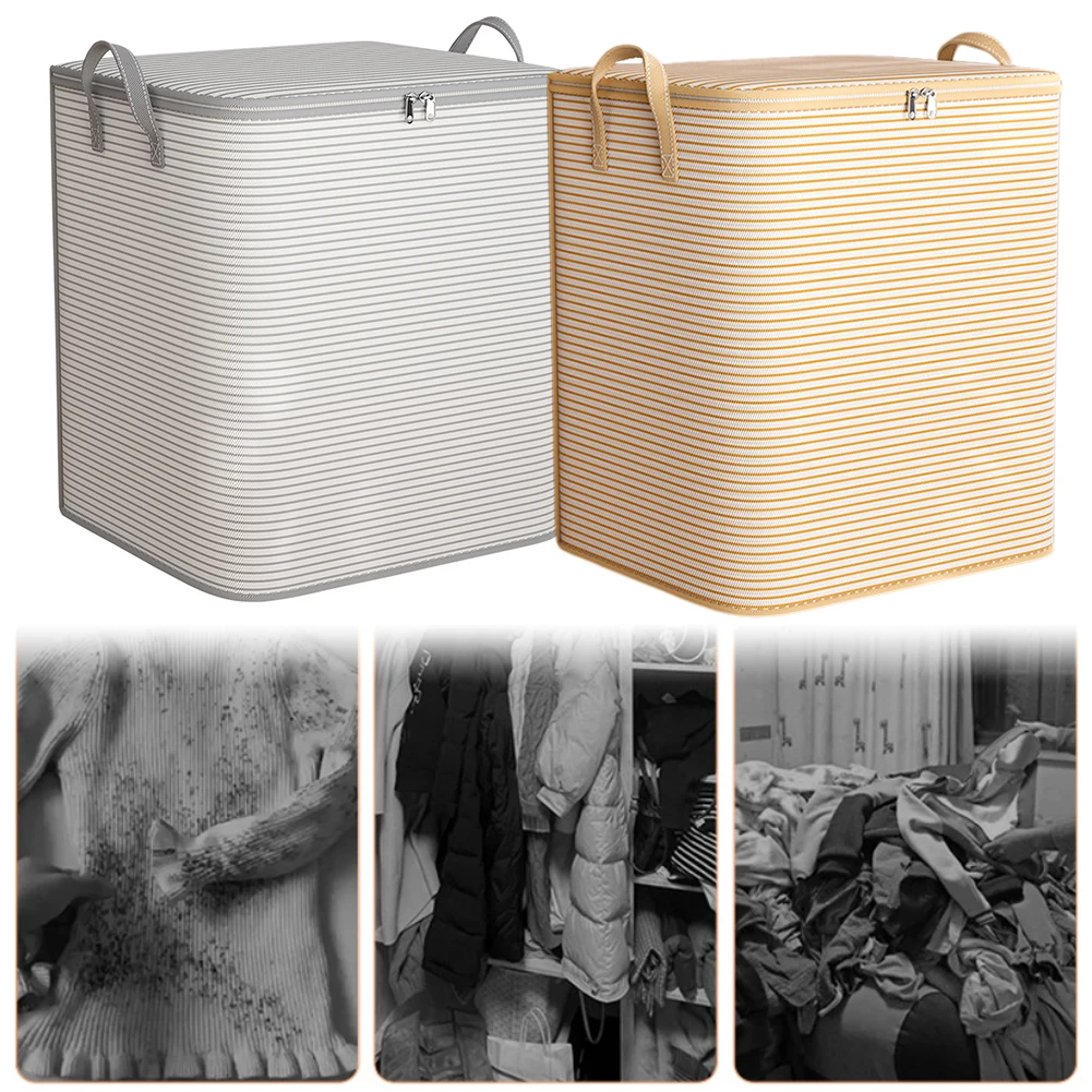 Foldable Clothes Quilt Storage Bag with Zipper Large Capacity Wardrobe Clothing Moving Luggage Bag Bedroom Dormitory Mobile Box 2