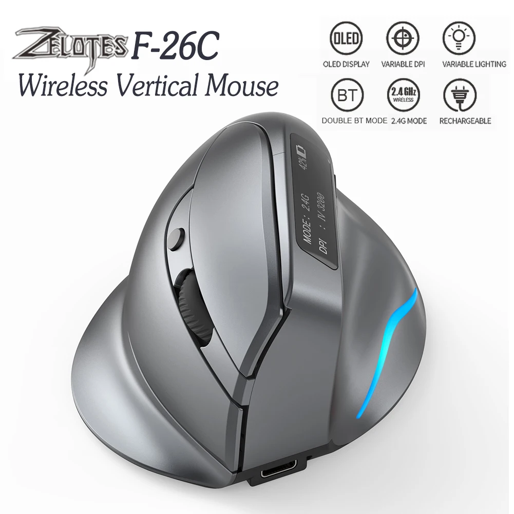 ZELOTES-rat-n-Vertical-de-escritorio-F-26C-Mouse-ergon-mico-de-3200DPI ...