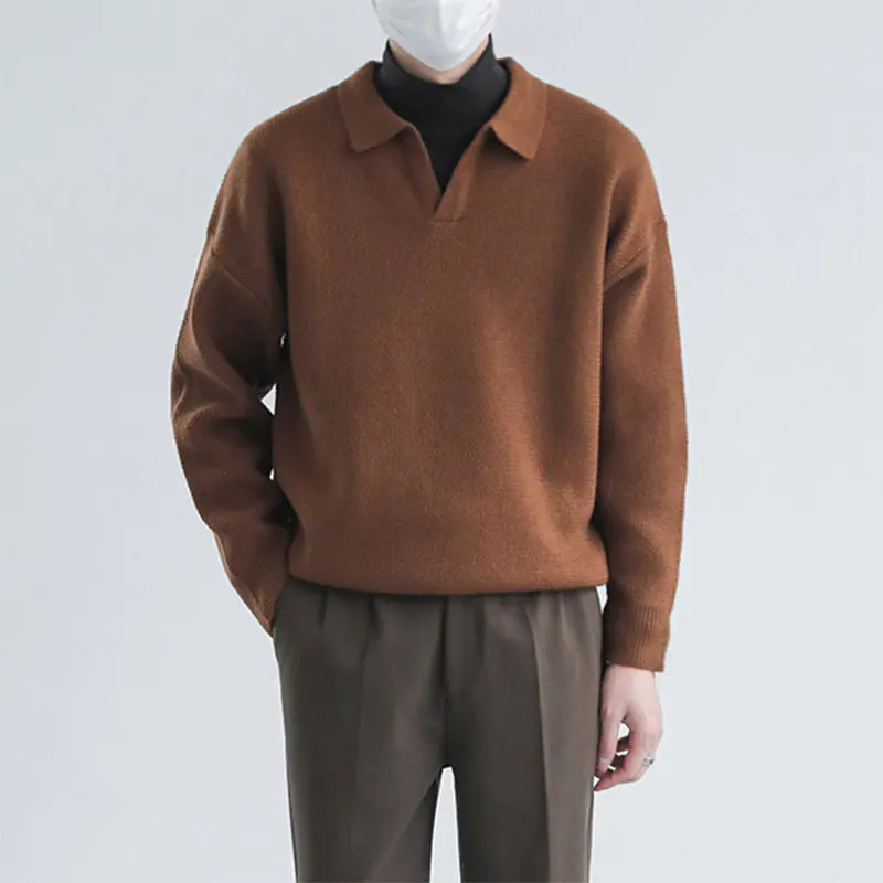 Spring Autumn KPOP Fashion Style Harajuku Slim Fit Undershirt Loose Casual All Match Knitwear Insert V Neck Long Sleeve Sweaters