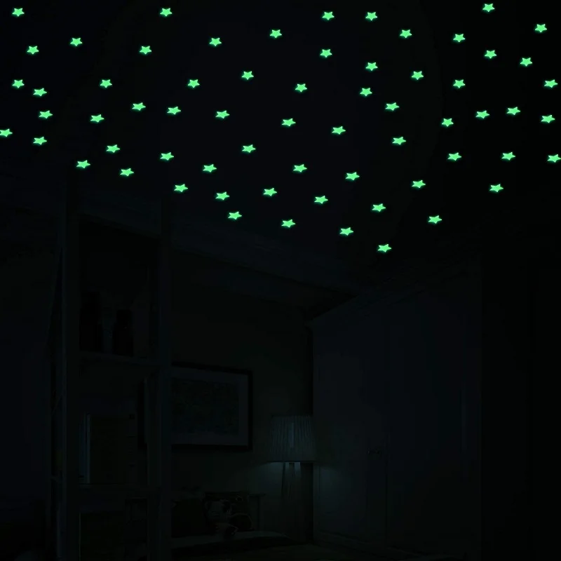 50Pcs Luminous 3D Stars Glow In The Dark Wall Stickers For Kids Baby Rooms Bedroom Ceiling Home Decor Fluorescent Star Stickers