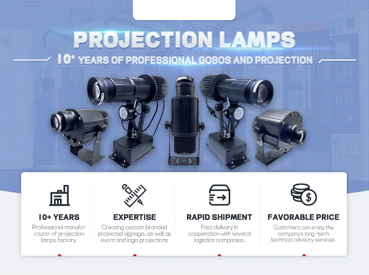 Description Picture 2 of item150W Outdoor Led LogoProjector Rotation Static Gobo Image Long Distance Projected HD Advertising Lights For business
