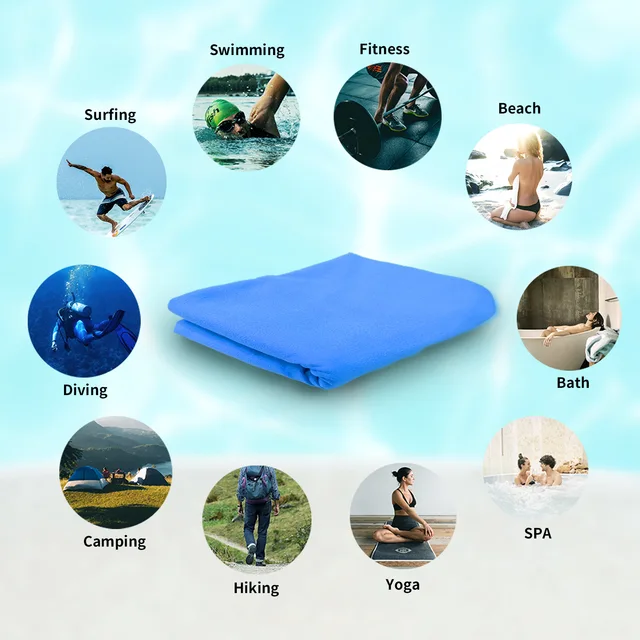 2PC Set Solid Microfiber Gym Towel Perfect Travel Sports Camping Beach Towels Fast Drying Super Absorbent Swimming Bath Towel 2