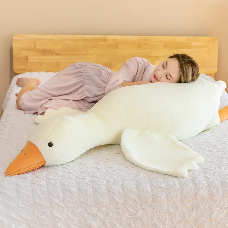 Juguete de peluche de ganso blanco de gran tamaño, almohada de pato enorme  Kawaii para dormir, cojín suave, muñeco de Animal de peluche, regalo de cumpleaños  para niña - AliExpress